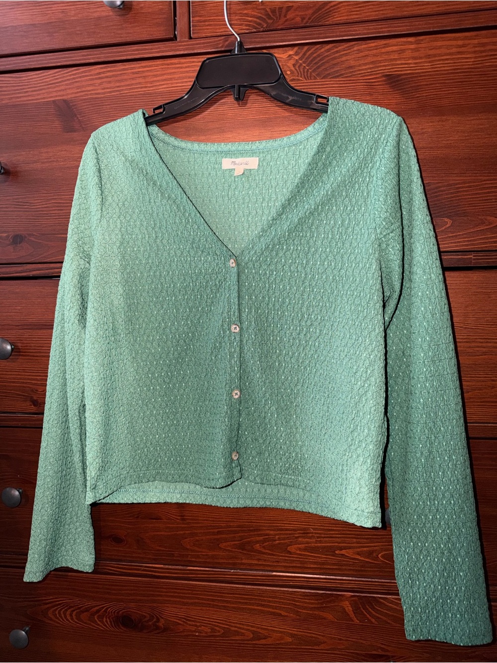 Madewell Crinkled Cardigan Textured Button-Down Top